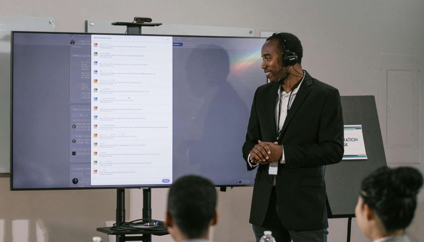 Design team in a virtual workshop meeting using AI tools for remote collaboration